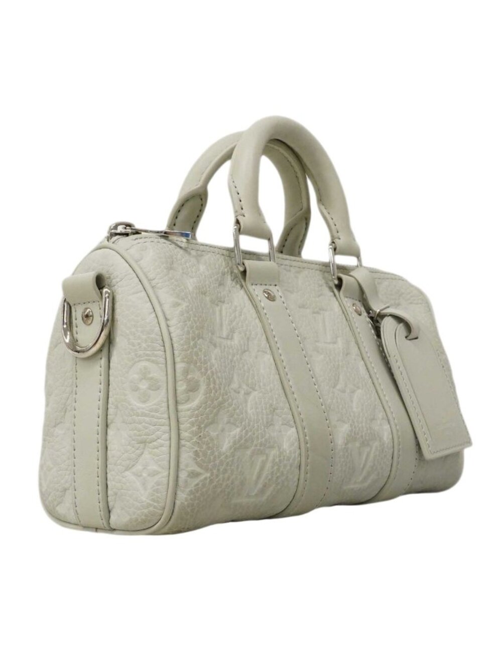 Louis Vuitton Handbag Monogram Taurillon Keepall Bandouliere 25 Light Gray - Picture 2 of 10